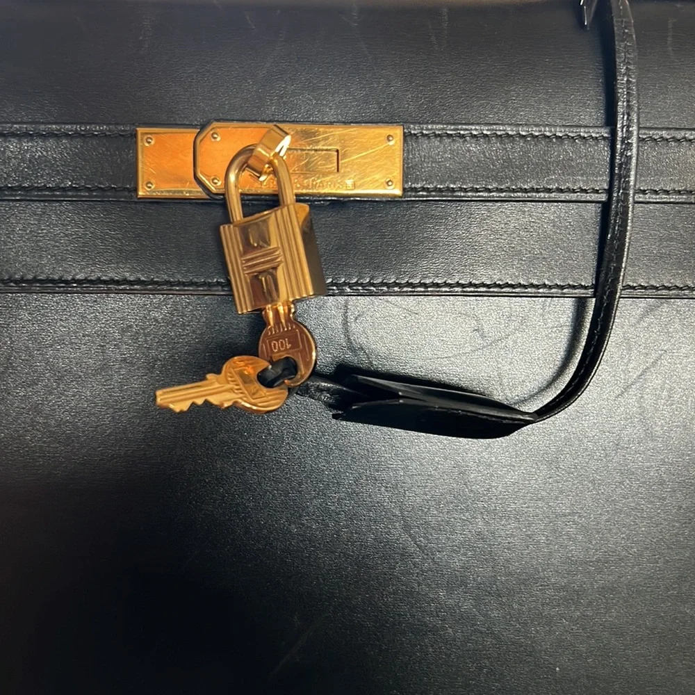 Hermes Kelly Sellier 35 in Black Box leather - Picture 13 of 16